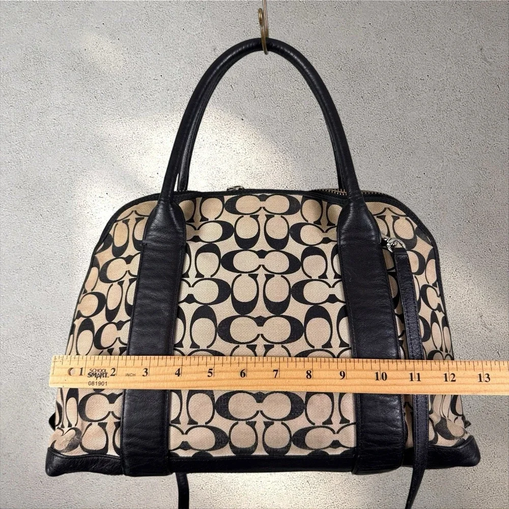 Coach Bleecker Preston Satchel in Printed Signature Fabric Khaki Black F30160